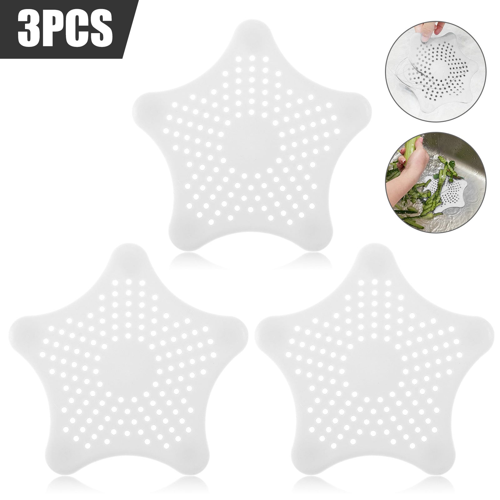 3PCS Silicone Sink Drain Filter