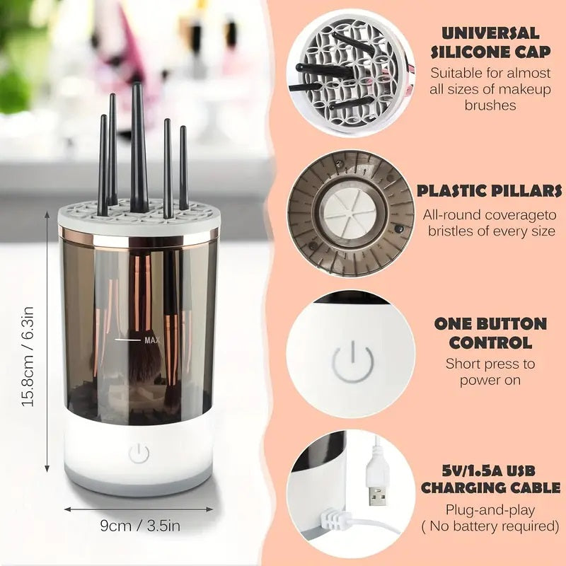 Automatic Rotating Makeup Brush Cleaner